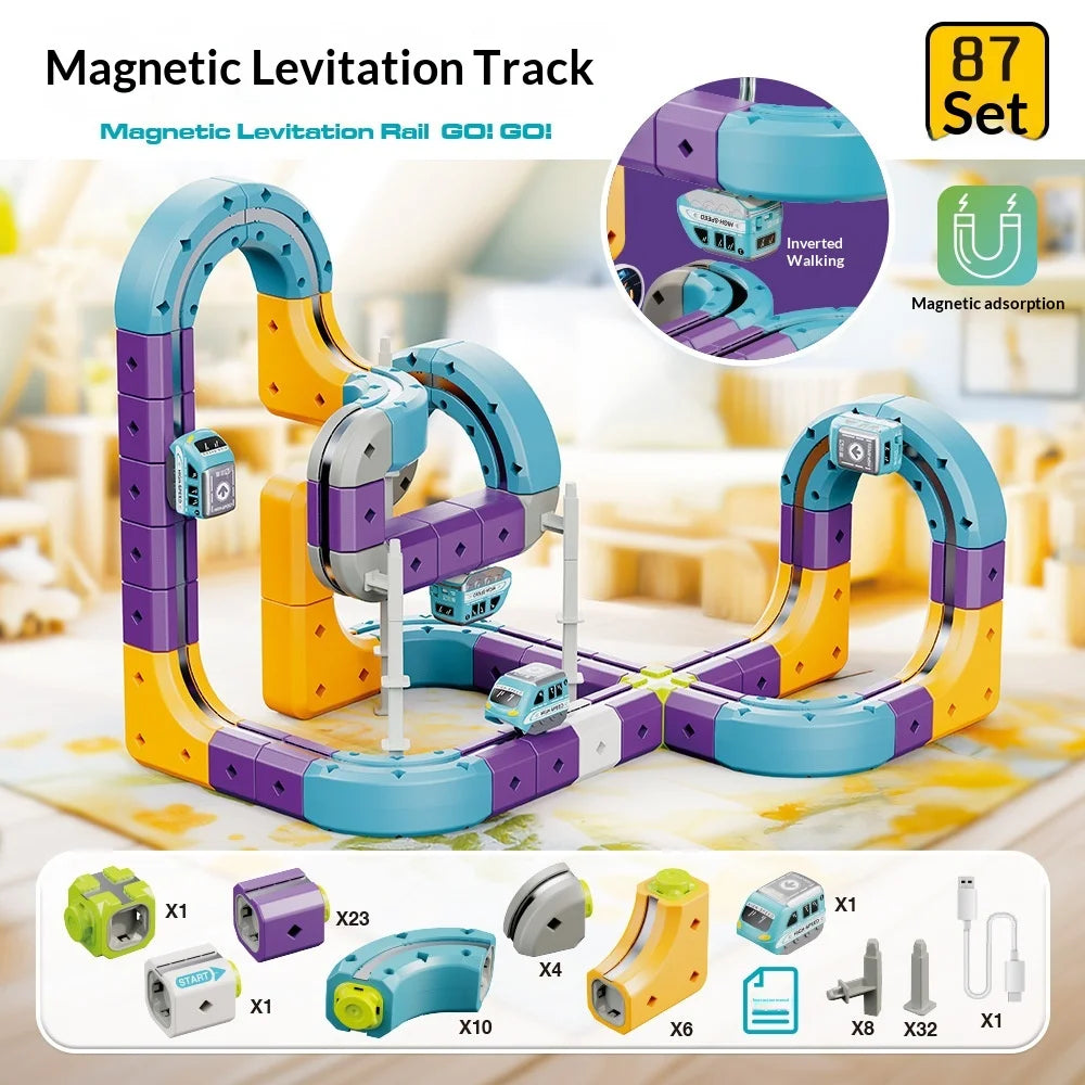 Magnetic Building Blocks Track Car Variable Assembled Track Puzzle Educational Toy For Adult Family Interactive Game School Gift