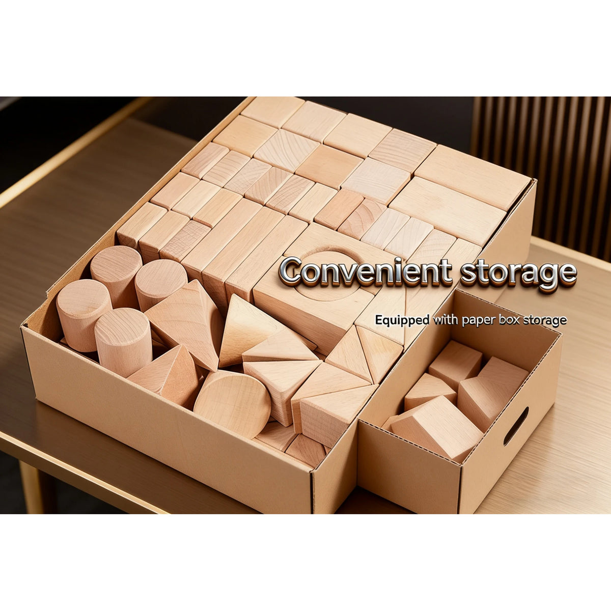 100 Pcs Beech Wooden Building Blocks Kids Formaldehyde-Free Large Size Anti-Swallowing Imagination Creative Construction Play