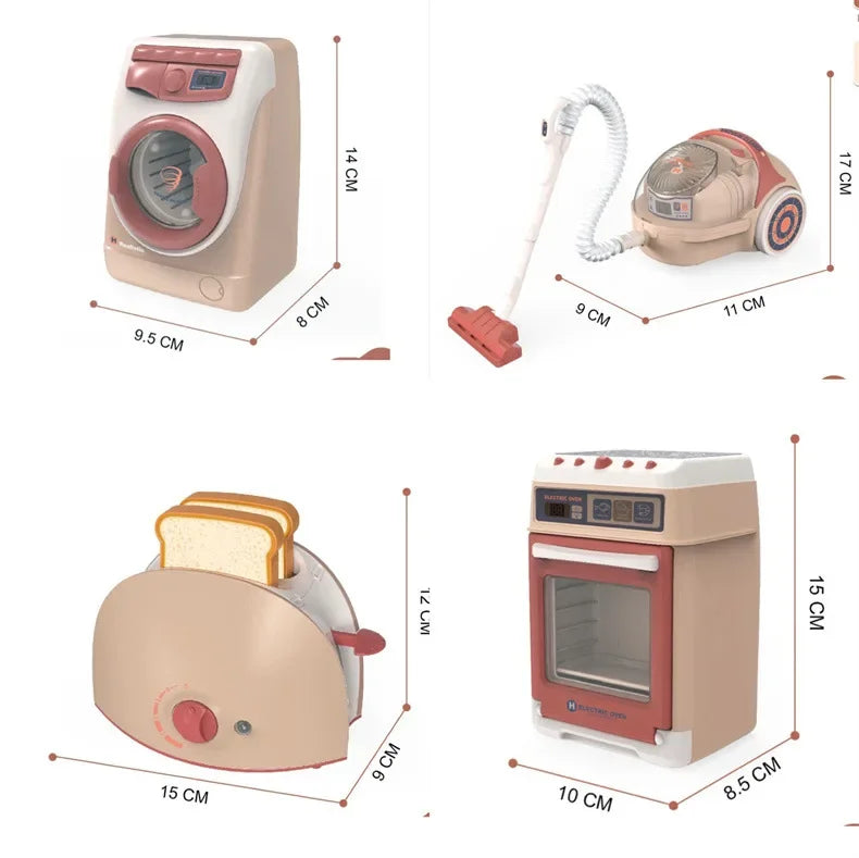 Mini Household Appliances Kitchen Toys Pretend Play Set with Coffee Maker Water Dispenser and Toaster for Kids Boys Girls Gifts