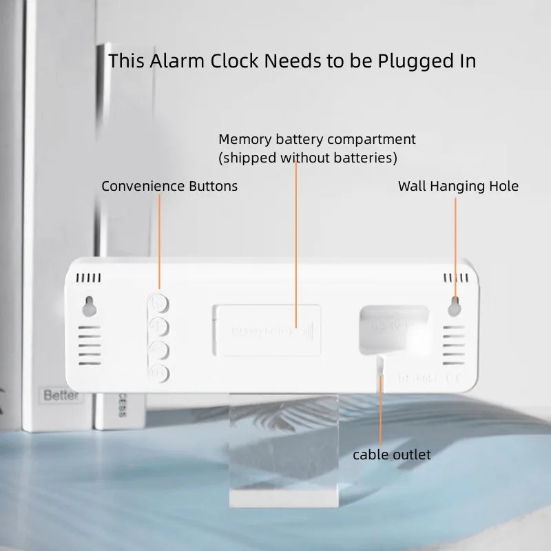 USB Smart Mute LED Electronic Wall Clock Modern Desk Clock Night Alarm Minimalist Thermometer Clock Home Decor For Room