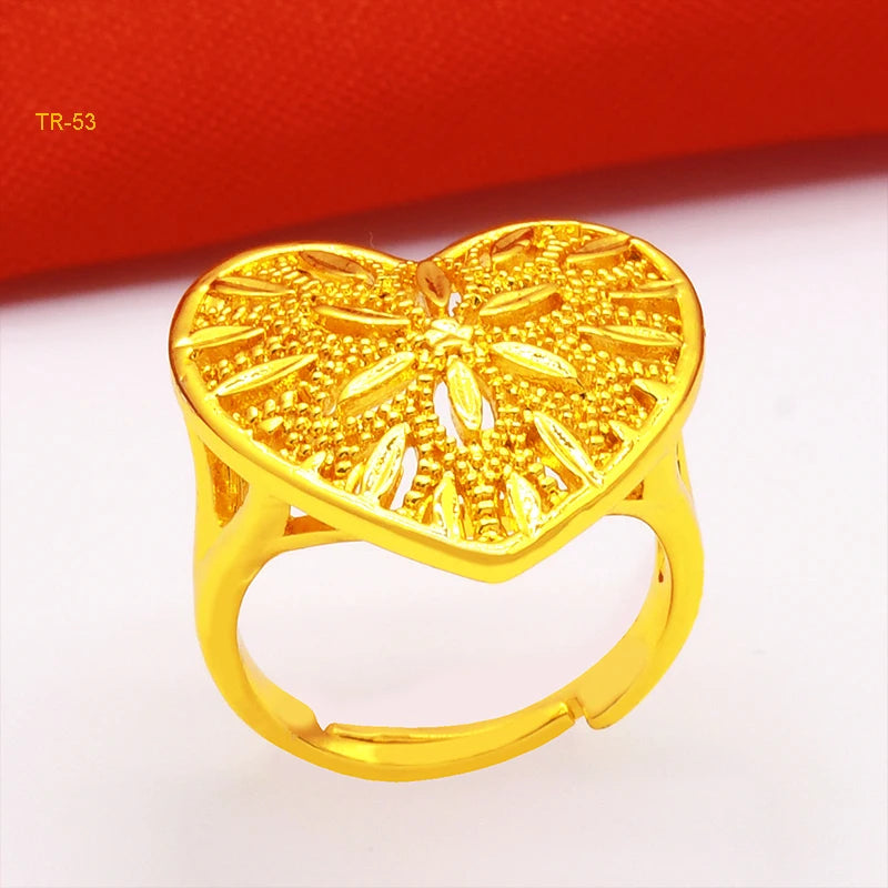 ANIID Dubai Gold Color Ring For Women Resizable Brazilian Wedding Bride Arabic Ethiopian Finger Ring Nigerian Jewellery Moroccan