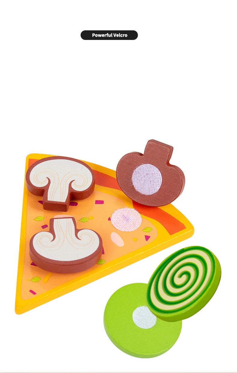 Kids Pizza Cookie Set Cutting Toy Simulation Wooden Pizza Dinette Child Toy Kitchen Pretend Play Food Cooking Kitchen Funny Toys