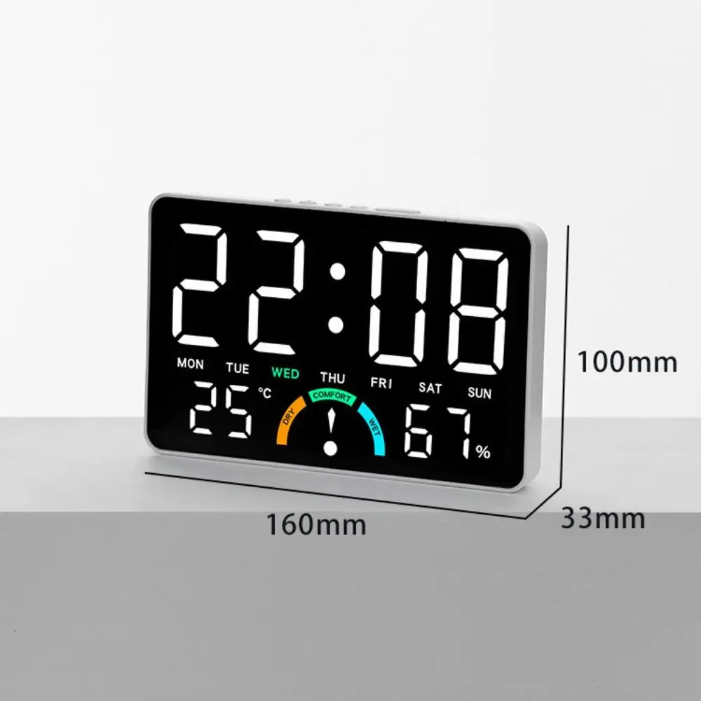 Wall-mounted Electronic Wall Clock Multi-functional Temperature Digital LED Clocks 12/24H Voice Control Display Table Clock