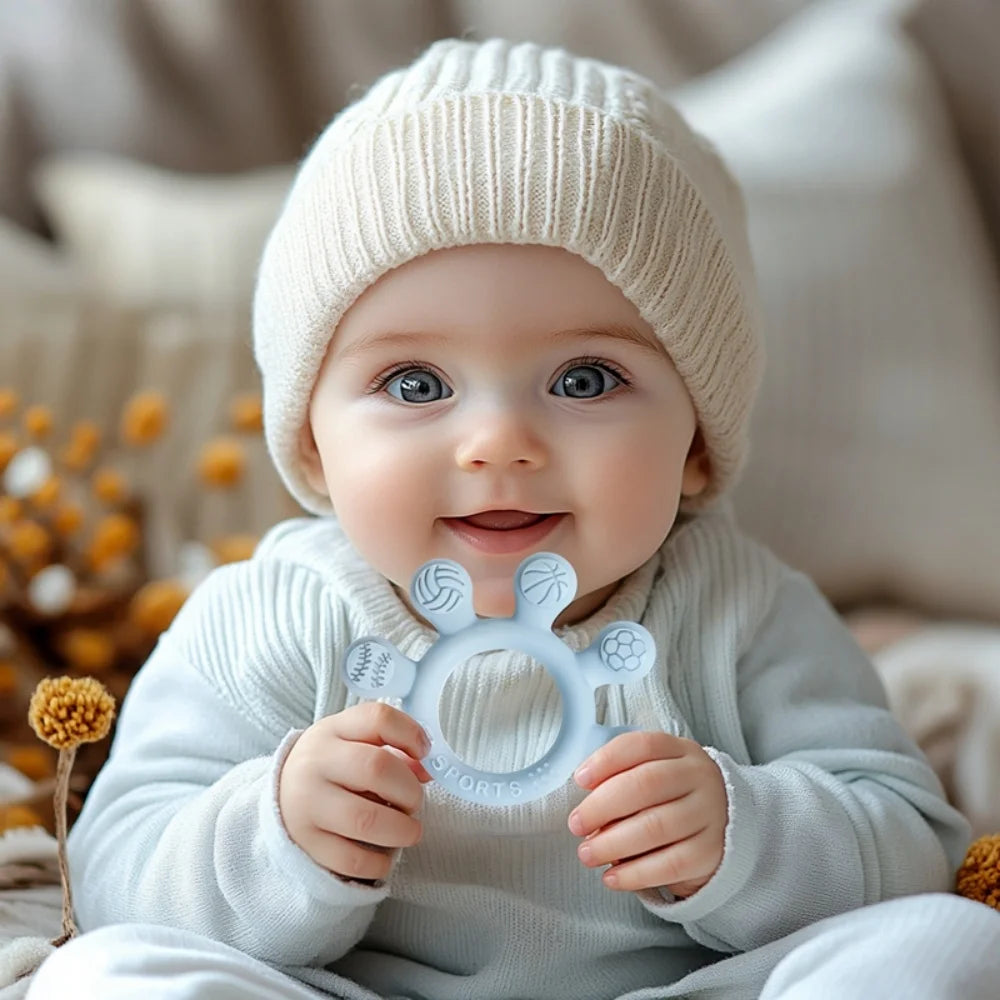 Baby Silicone Teether Anxiety Teething Toys 0 12 Months Toys Food Grade Silicone Ring Bracelet for Baby Soothing Tooth Chew Toys