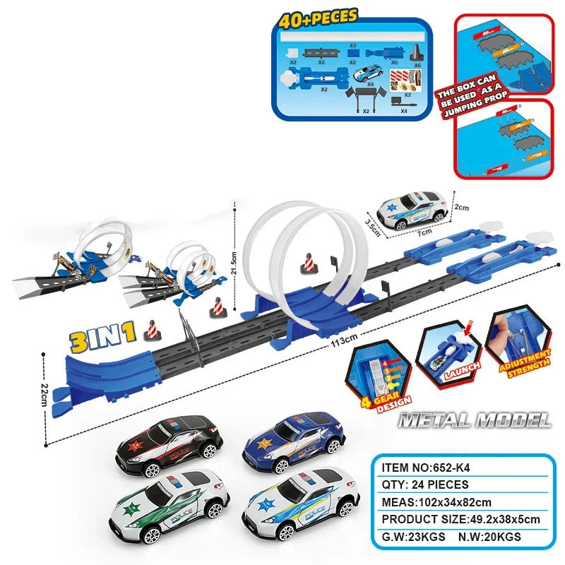 Stunt Speed Double Car Wheels Model Toys For Kids Racing Track Diy Assembled Rail Kits Educational Interactive Boy Children Toy
