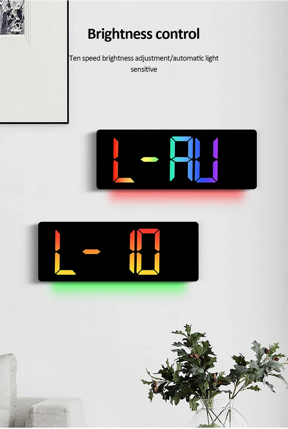 17" Large Digital Alarm Clock with 11Colors & Dynamic RGB Display RGB LED Wall Clock with Colour Changing/Dual Alarm/Room Decor
