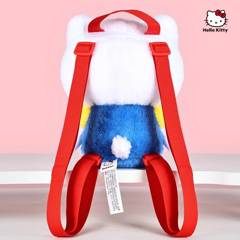 Genuine Anime Sanrio Hello Kitty Stuffed Toy Female Kawaii KT Cat Shoulders Backpack Women Kid Schoolbag Doll Girl Birthday Gift