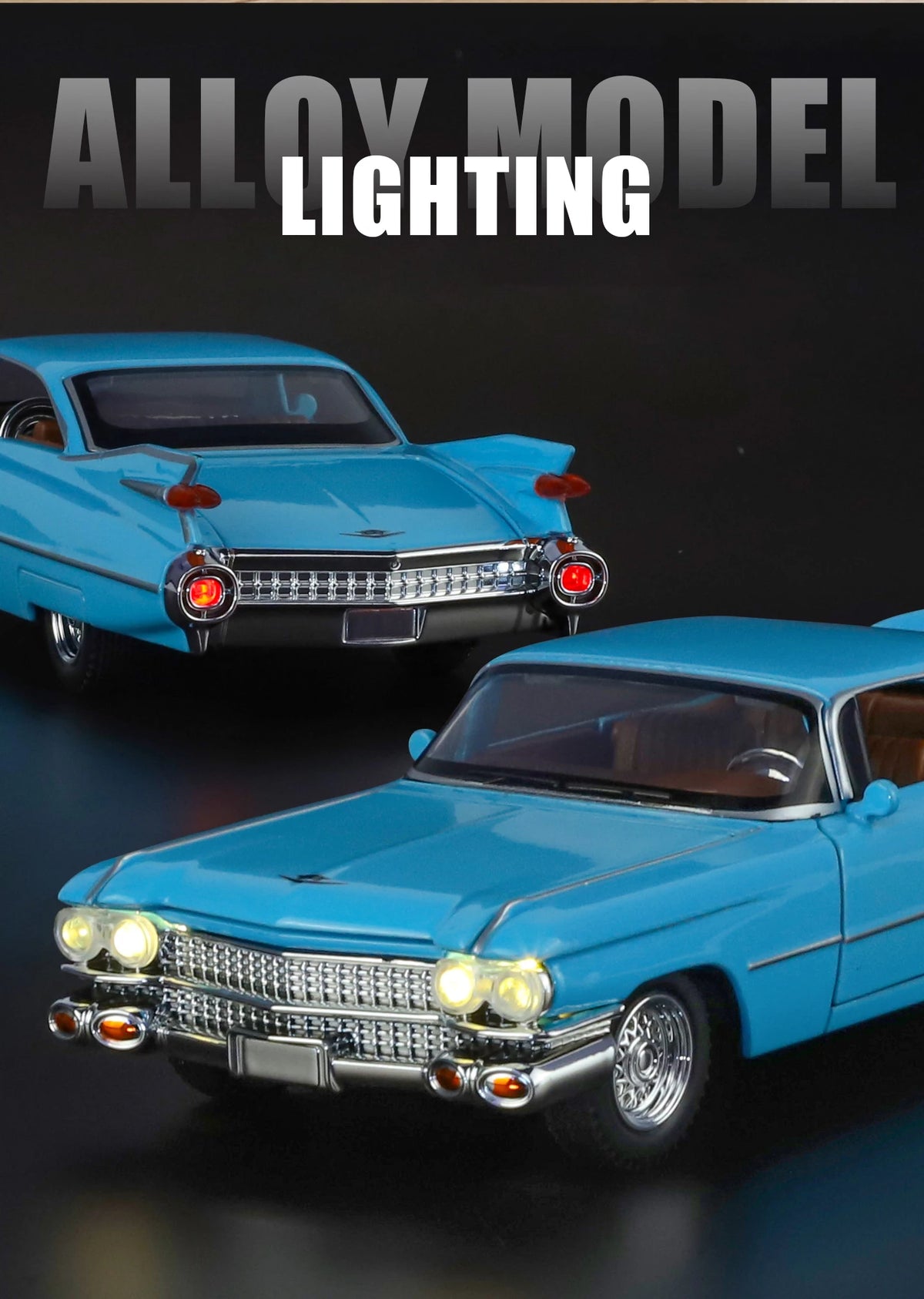 1:32 Cadillac Eldorado Biarritz Classic Retro Car Alloy Metal Diecast Model Car With Sound And Light Pull Back Collection Hobby