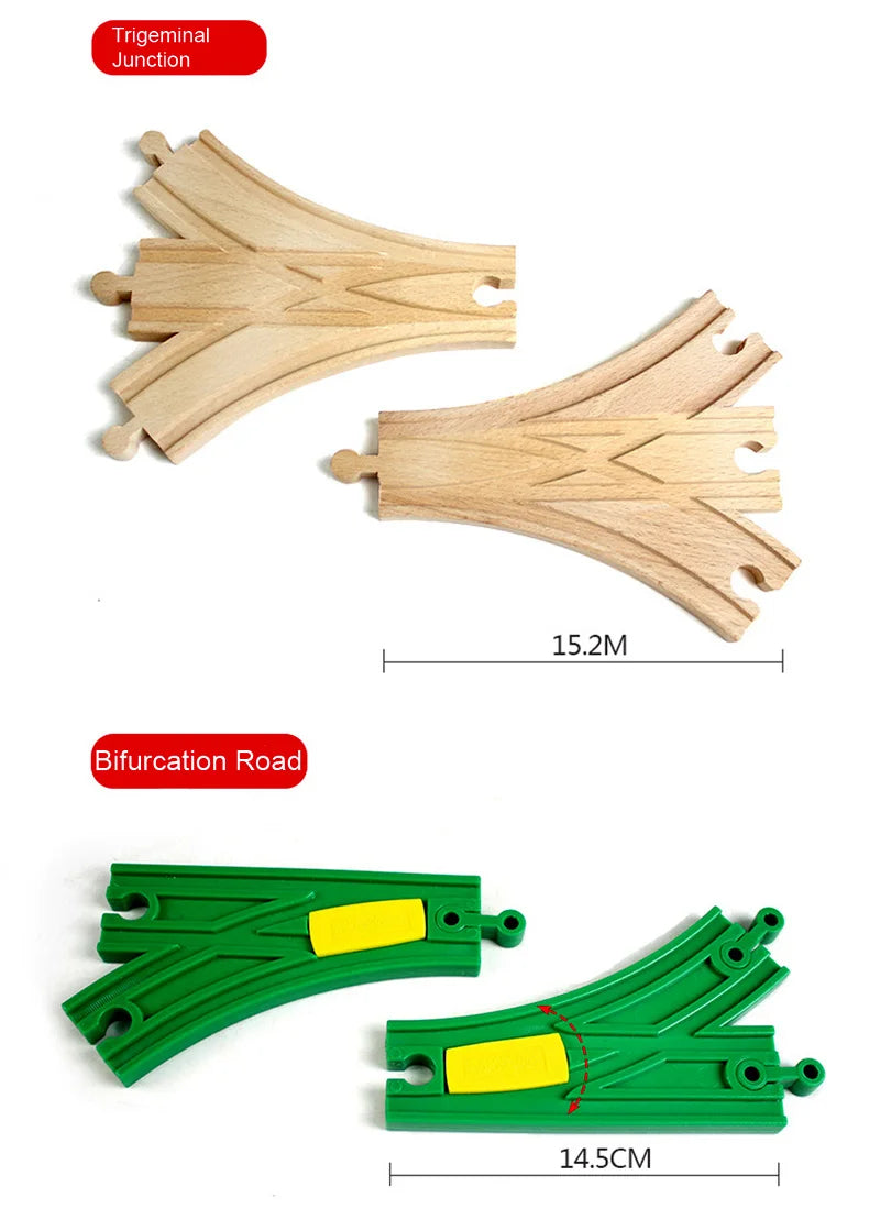 Wooden Track Railway Toys Beech Wooden Train Track Accessories Fit For All Brand Wood Tracks Educational Toys For Children