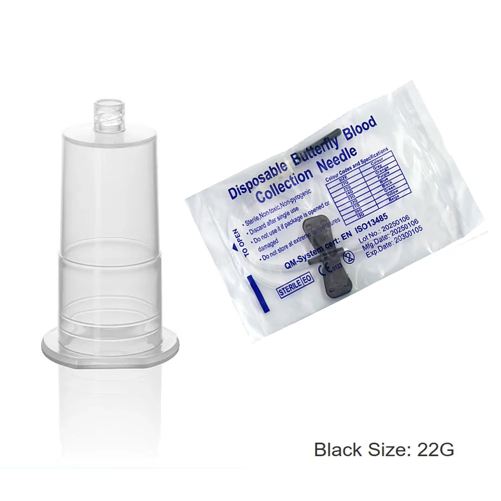 100/batch Pet Safety Blood Collection Set, Disposable Butterfly Wing Needle+Plastic Vacuum Needle Holder For Veterinary Use