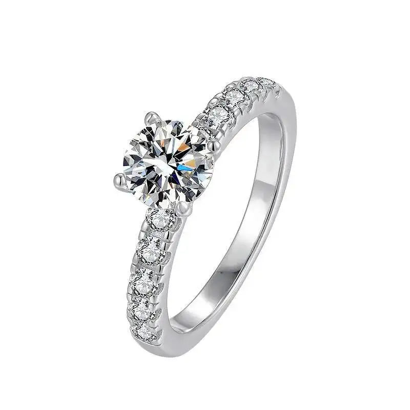 1.0 Carat Simple Design Moissanite Ring with 4 Claw S925 Sterling Silver Women's Engagement Band Fashion Fine Jewelry Gift