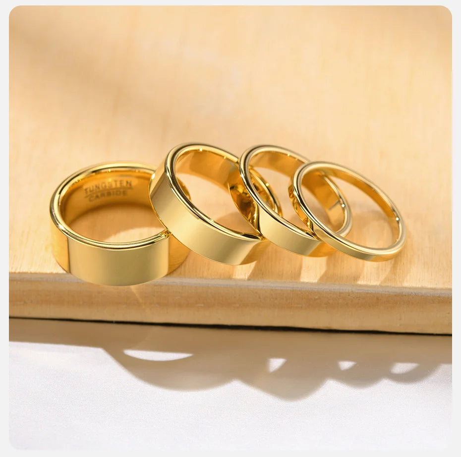 Vnox 2/4/6/8mm Tungten Ring for Men Women, Baisc Simple Gold Color Wedding Band, Anti Scratch Minimalist Ring