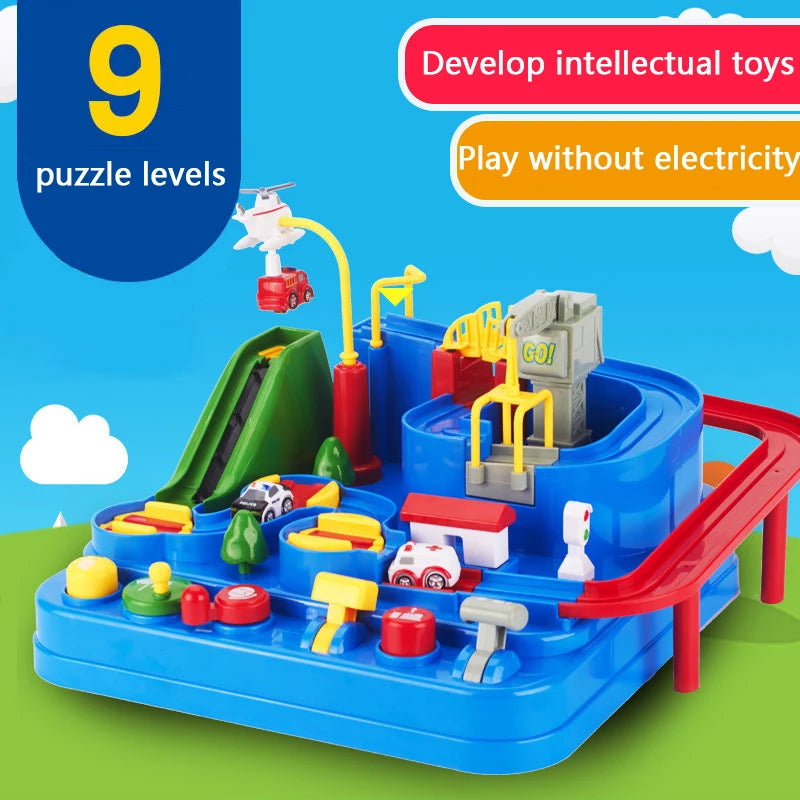 Car Train Track Sets Racing Rail Model Educational Toys Children Adventure Game Mechanical Interactive Animals Space Rocket Toy