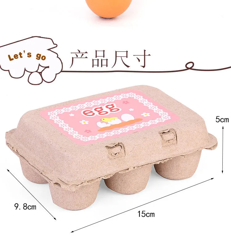 Kids 3/6pcs Wooden Artificial Egg Set Easter DIY Toy Wooden House Game Kitchen Egg Toys Early Education Food Toys for Children