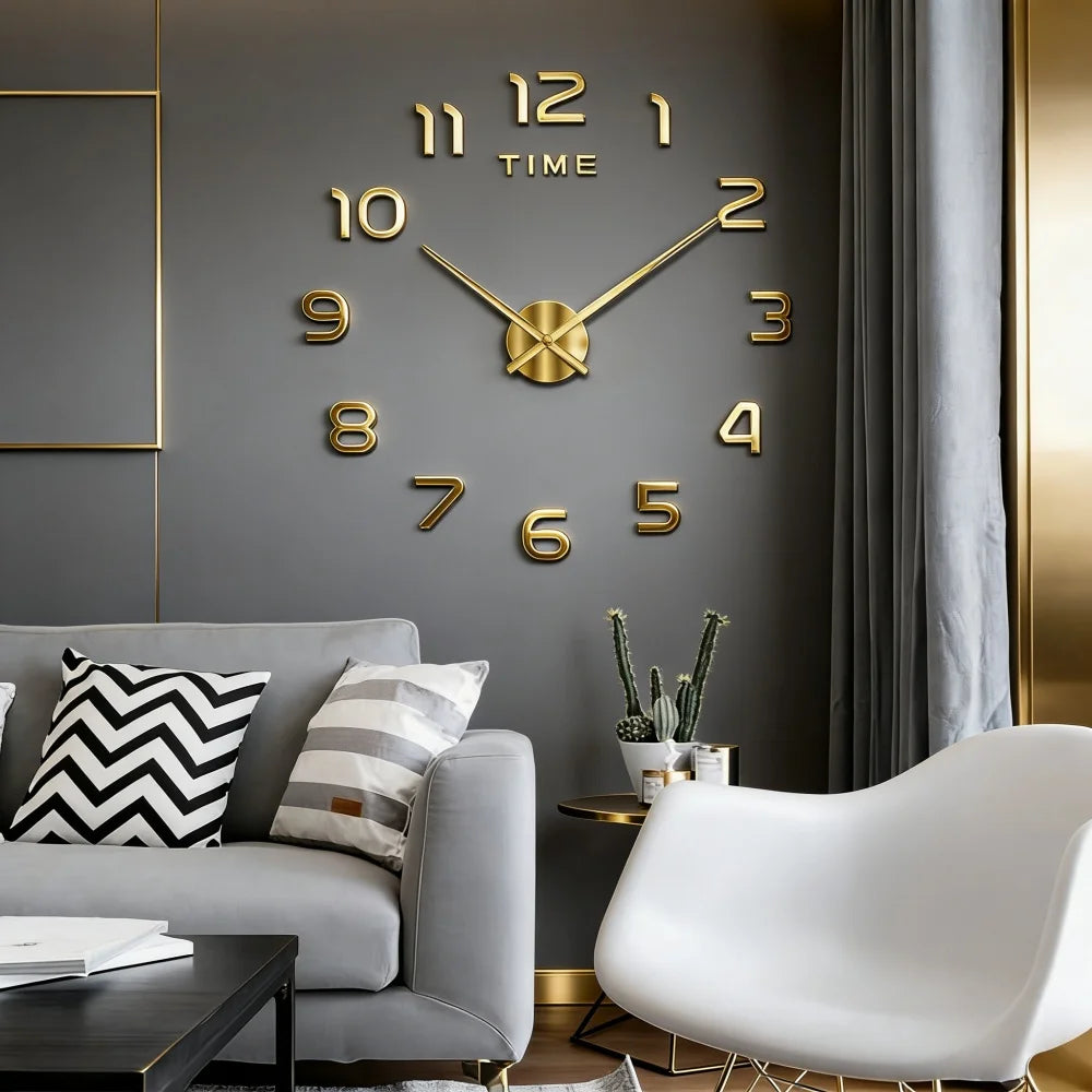 2D/3D Large Roman Numeral Acrylic Mirror Wall Clock Sticker Fashion DIY Quartz Clocks Watch Home Decoration Living Room Stickers