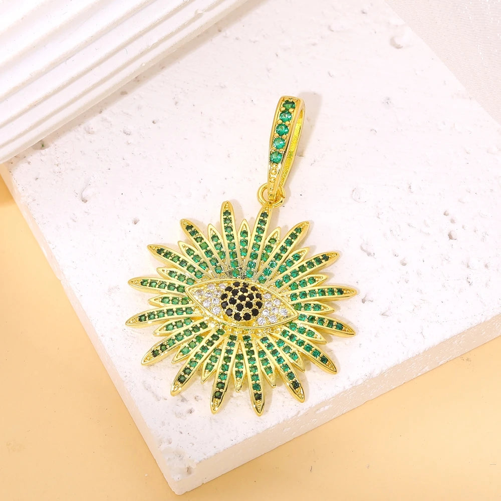 Juya Handmade 18K Real Gold Plated Opal Shell Round Turkish Greek Evil Eye Charms For DIY Luxury Talisman Pendant Jewelry Making