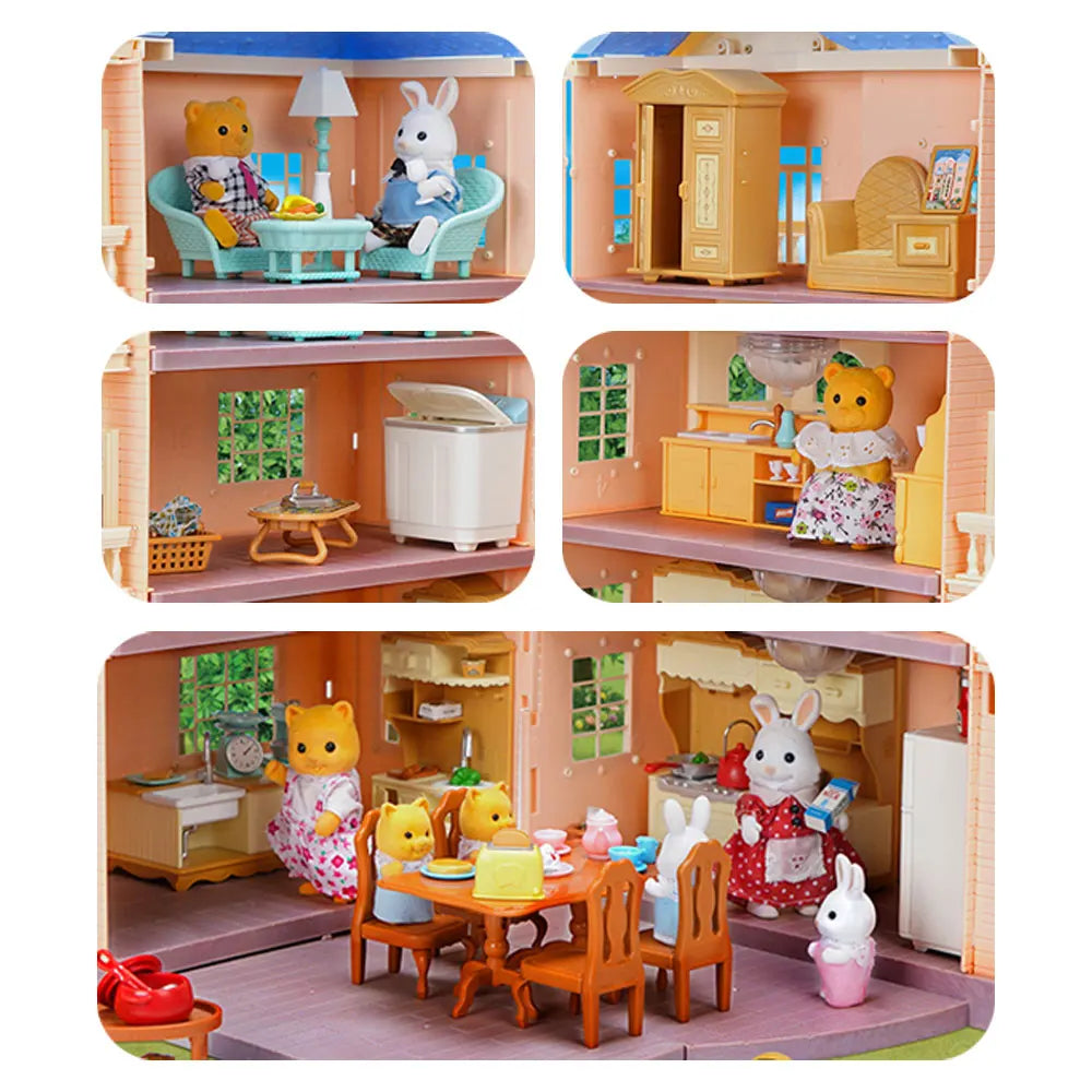1:12 Micro Deluxe Villas Dollhouse Castle Treehouse Auditorium Play House Miniature Furniture Model Kitchen Toy Girls Gift