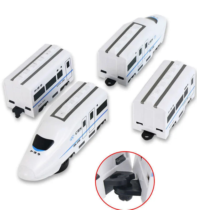 Harmony Railcar Simulation High-speed Railway Train Toys 3D Electric Bullet Train with Light Model Building Toy GIft Car for Kid