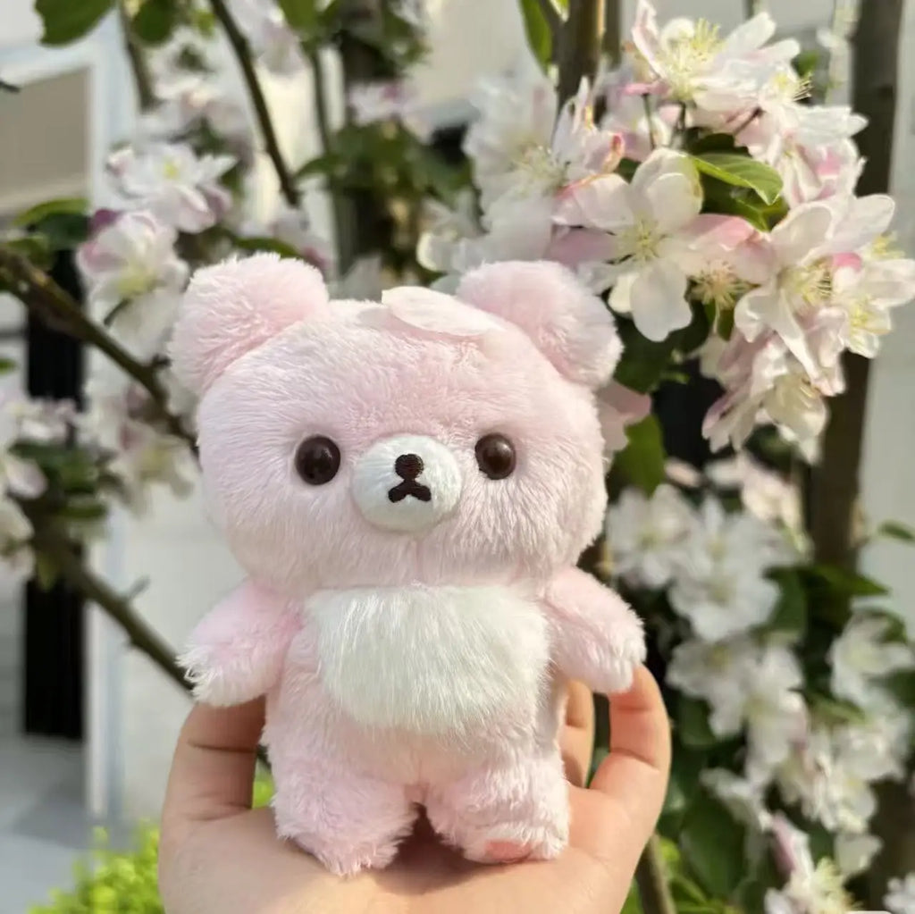 Sweet Pastel Pink Rilakkuma Bear Plush Adorable Toy Sweet Doll Full Fluffy Round Body Smooth Short Plush For Kawaii Lovers