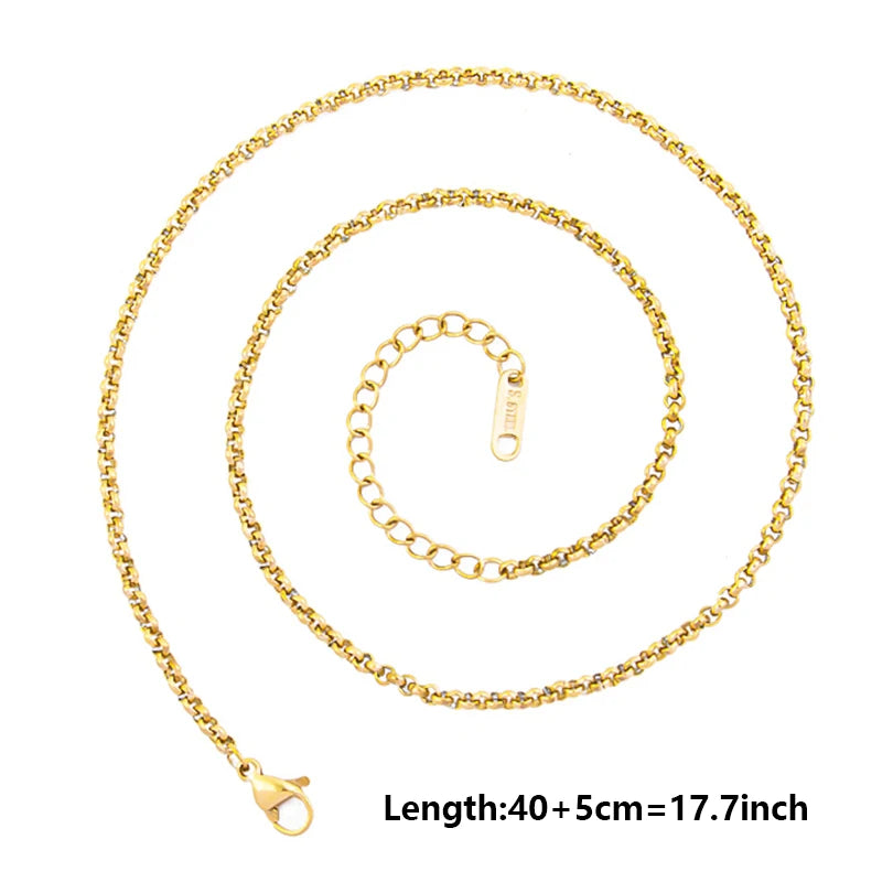 10pcs/Lot Gold Color Stainless Steel Chain 45cm Adjustable Necklace Width 1.2/1.5/1.6/2.2/2.5/3mm Men Women Jewelry Chain Bulk