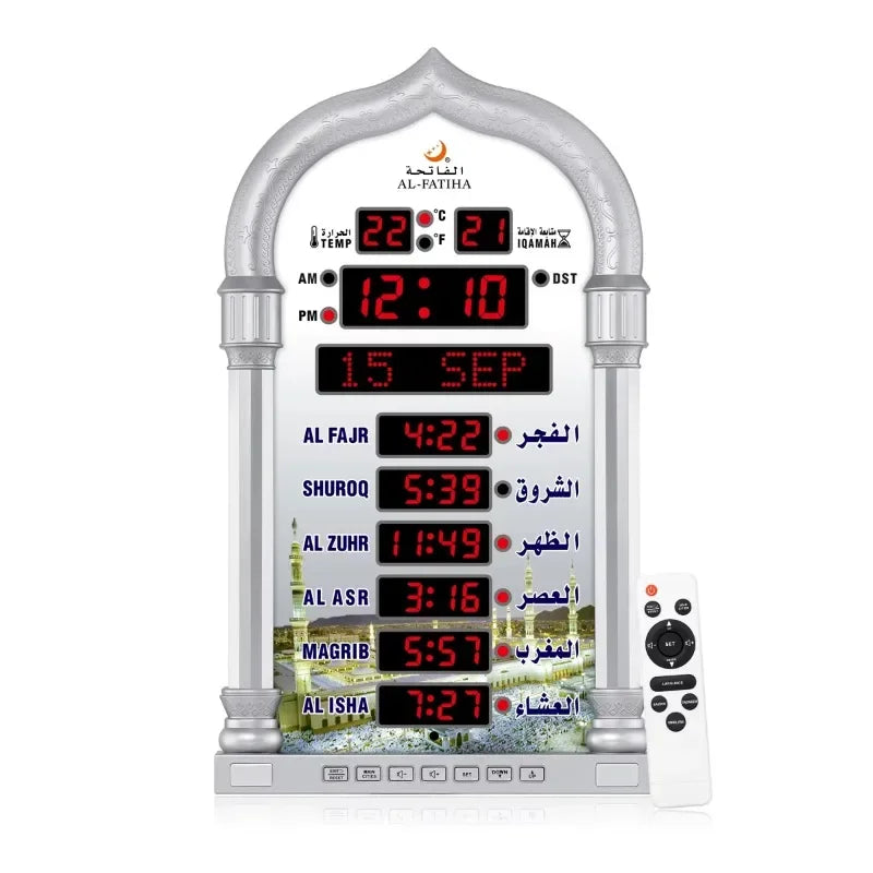 Azan Wall Clock Muslim Islamic Islam stylish Prayer Reminder Alarm Mosque Wall Clock Prayer Time Hijri Digital LED Azan