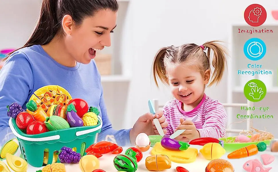 Cutting Fruits Vegetables Toys Set Game Baby Plastic Food Toy Simulated Kitchen Toy Children Pretend Play Cakes Toys Girls Gifts