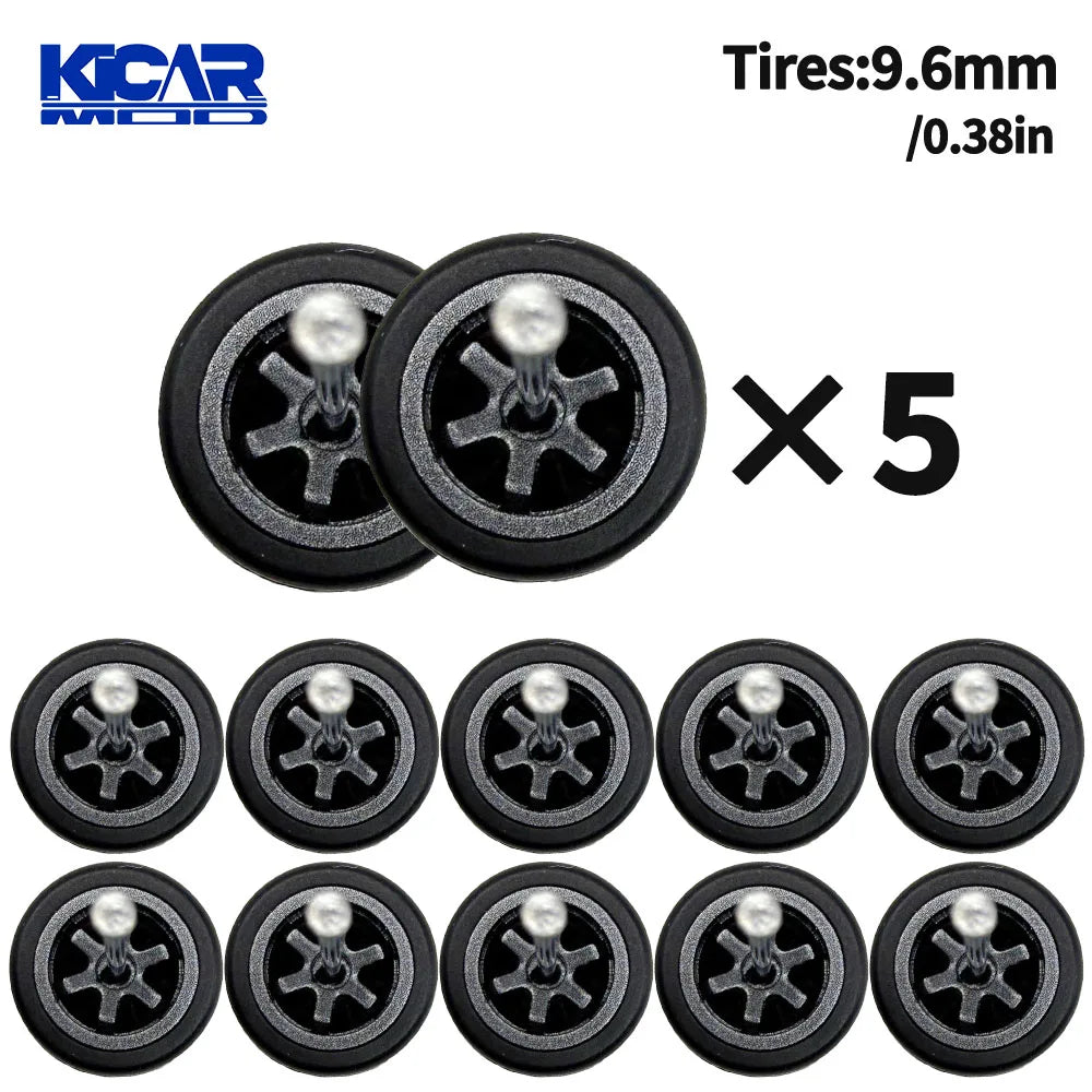 1/64 Model Q Car Wheels with Detachable Slicks Rubber Tires for Toy Model Diecast Cars Refiting Parts for MINIGT  (5 Cars)