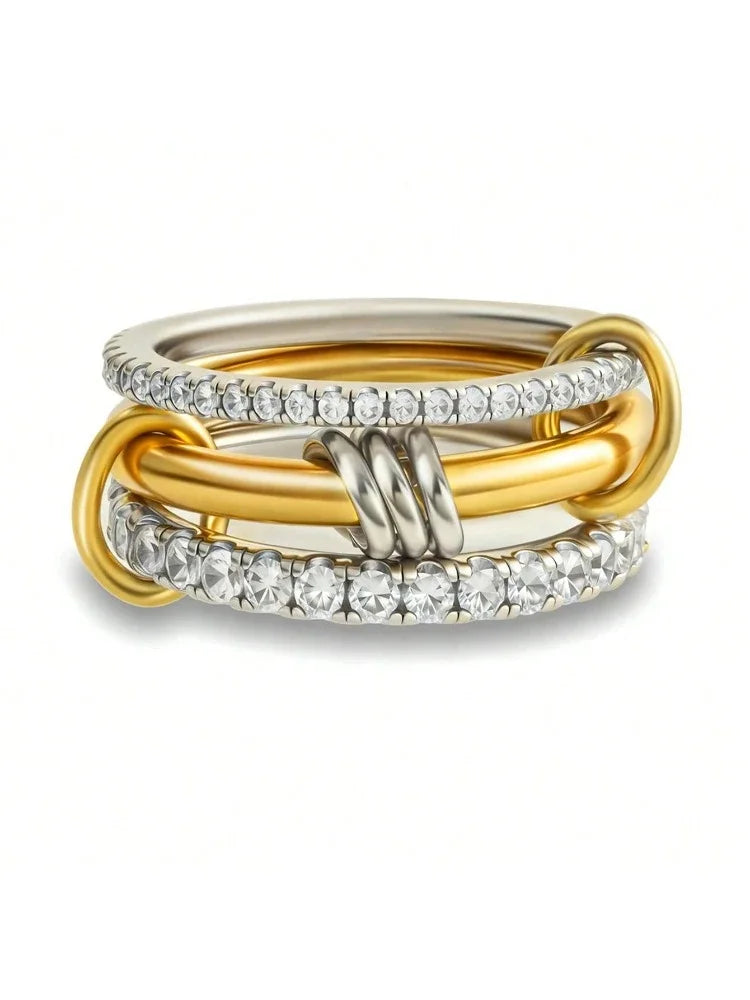 925 Sterling Silver Simple Fashion Multi-Layer Round Zircon Ring For Women Anniversary Daily Wear High Quality Fine Jewelry