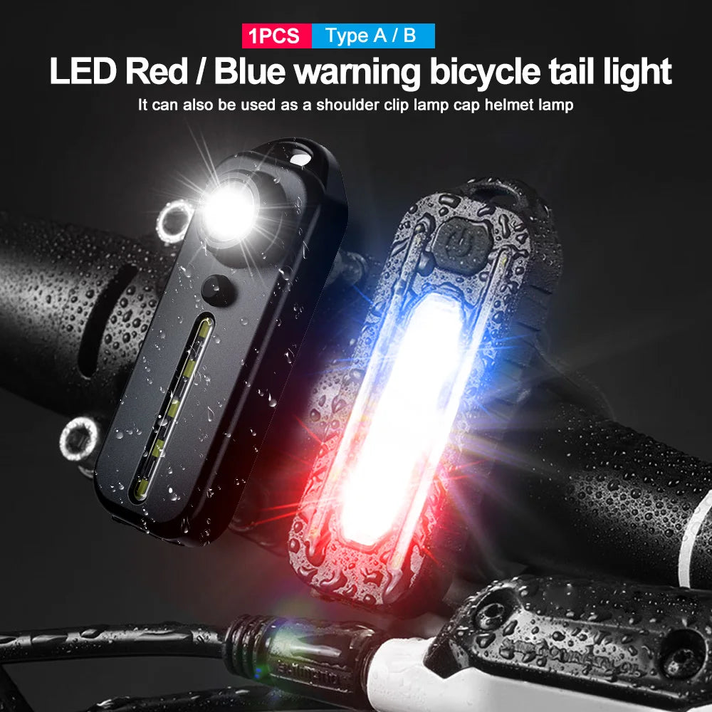 LED Red and Blue Shoulder Light with Clip USB Rechargeable Flashlights Warning Safety Torch Bike Warn LANTERN