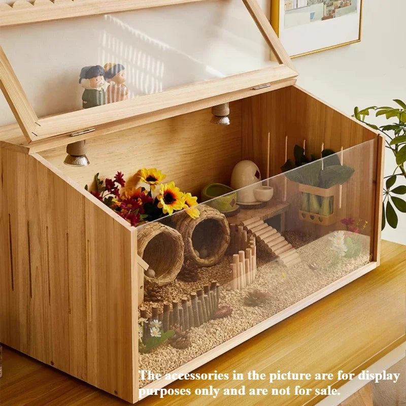 Small Pet Feeding Box, Insulated Hamster Villa for Mice Reptiles Hedgehogs, Multi-Function Climbing Habitat (Cage Only)