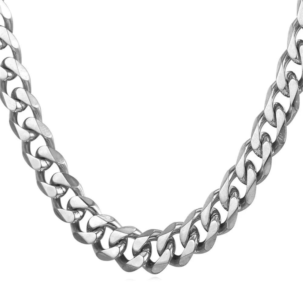 3/5/7/9/11mm Width Stainless Steel Men Women Six-side Chain Necklace Gold Silver Plated Unisex  Jewelry Wholesale Drop Shipping