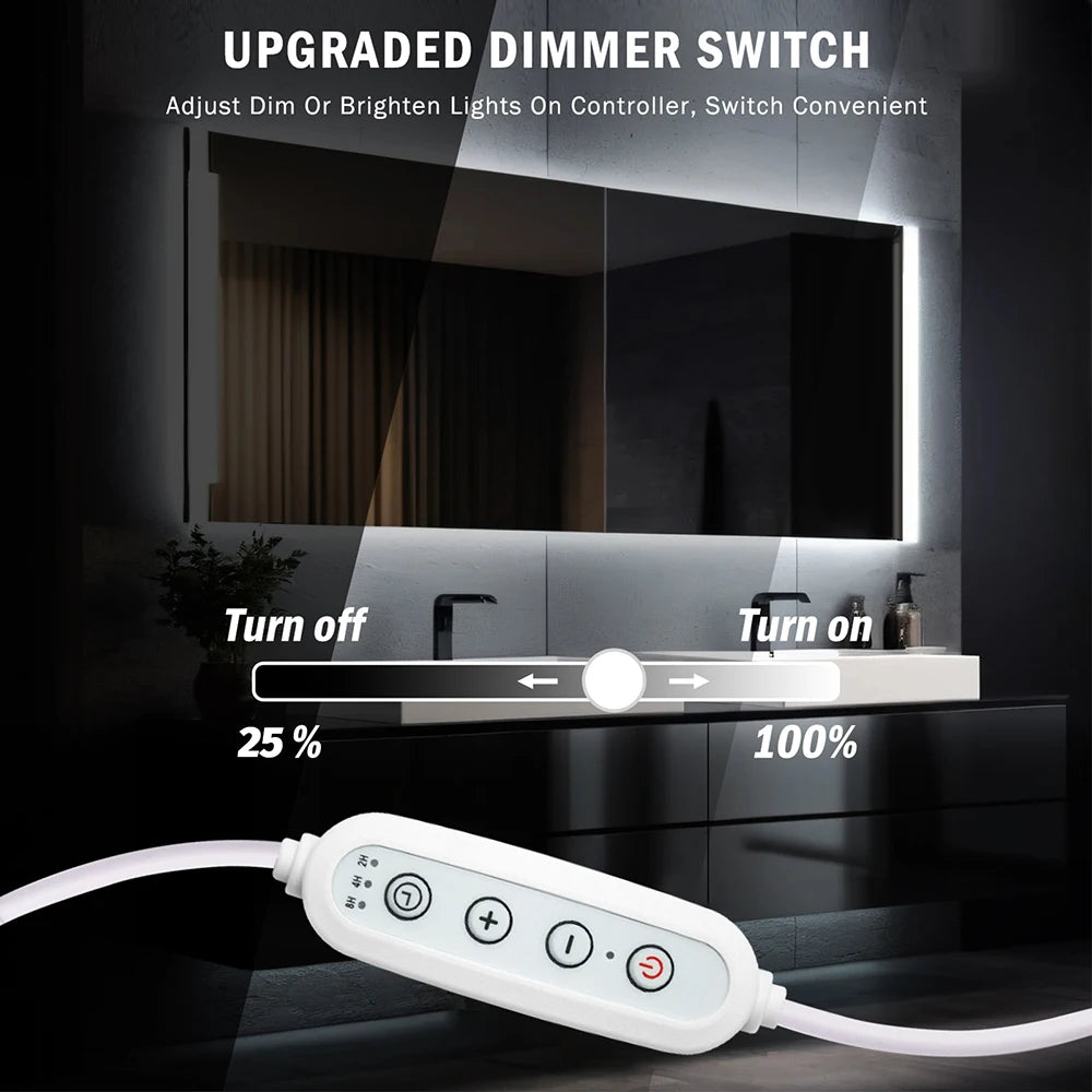 Dimmable Switch 220V COB LED Strip Neon Light Dimmer Power Kit Waterproof 3000K 4000K 6000K 288LED Kitchen Room Decor Flex Lamp