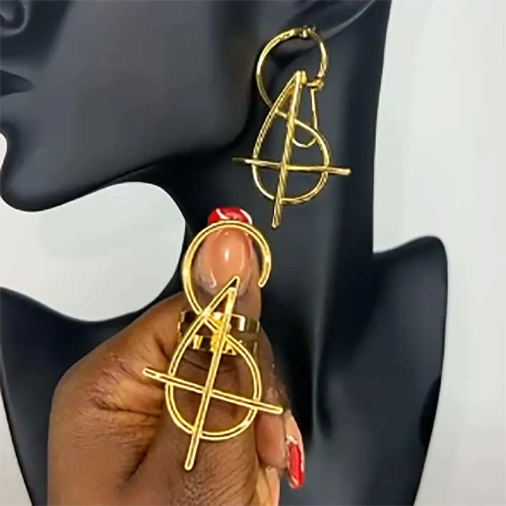 2pcs Jewelry Sets For Women Hollow Geometry Earrings Temperament Adjustable Ring Holiday Party Gifts Fashion Jewelry Accessories