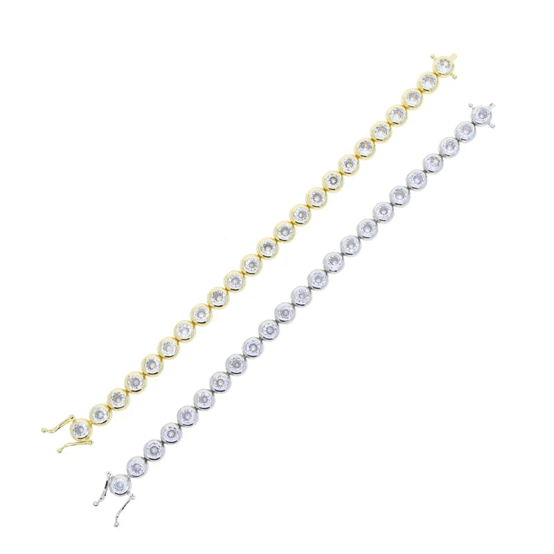 New Arrived Top Quality Fashion Women Female Jewelry Set Bezel 5A CZ Round Beaded Tennis Chain Bracelet Necklace