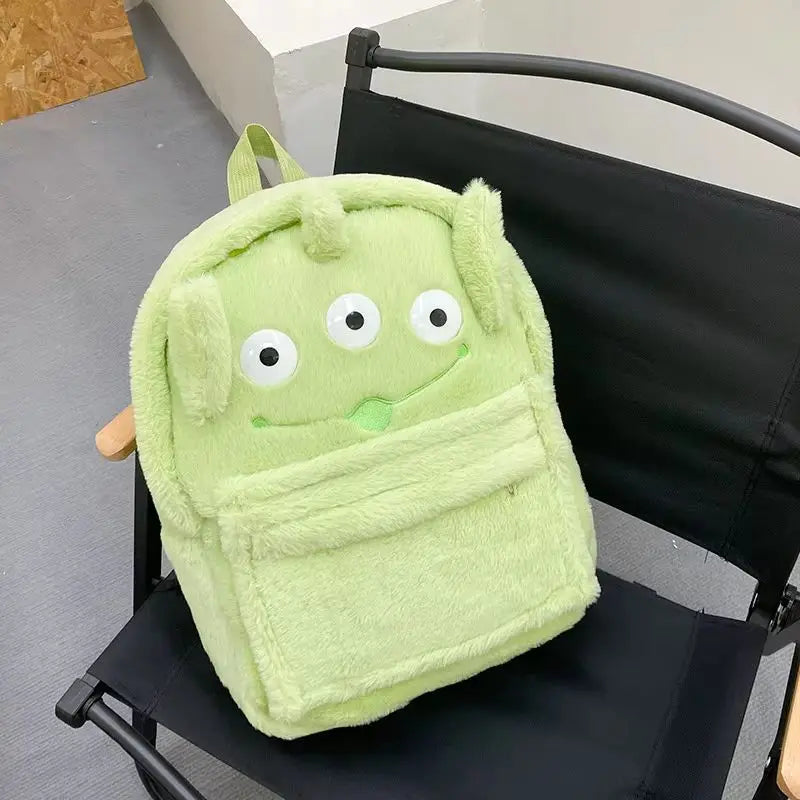 New Lotso Alien Cartoon Funny Plush Backpack Students Large Capacity Bag Girls Casual Soft Stuffed Schoolbag Lightening Bag