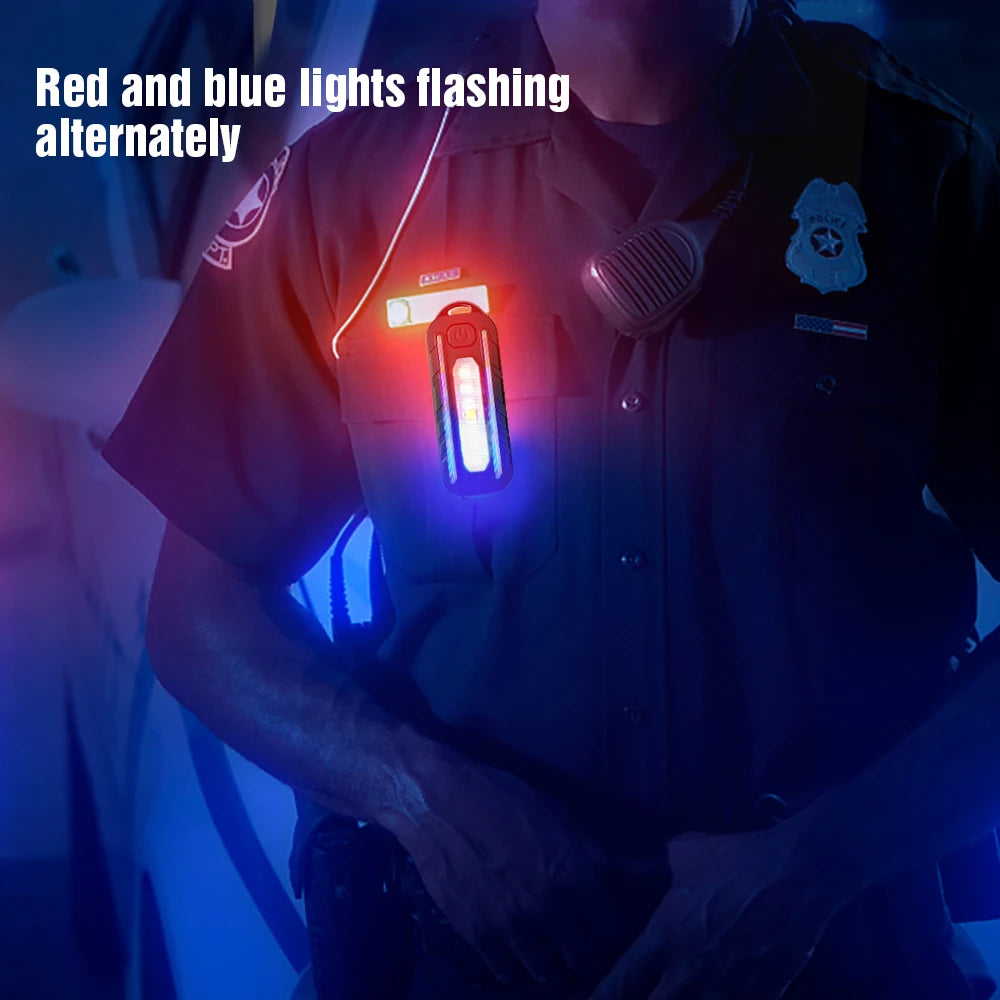 LED Red and Blue Shoulder Light with Clip USB Rechargeable Flashlights Warning Safety Torch Bike Warn LANTERN