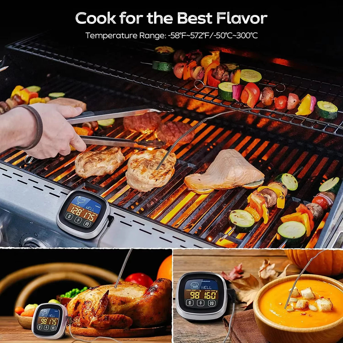 Digital Meat Thermometer Stainless Waterproof Touch Heat Gauge For Meat Thermometre Probe Kitchen Cooking BBQ Grill Thermometer