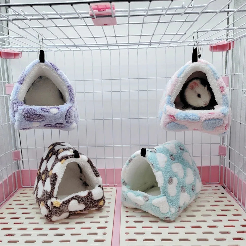 Hamster Warm Fleece Bed Thickened Coral Fleece Hanging Hammock Winter Sleeping Nest for Squirrel Parrot Sugar Glider