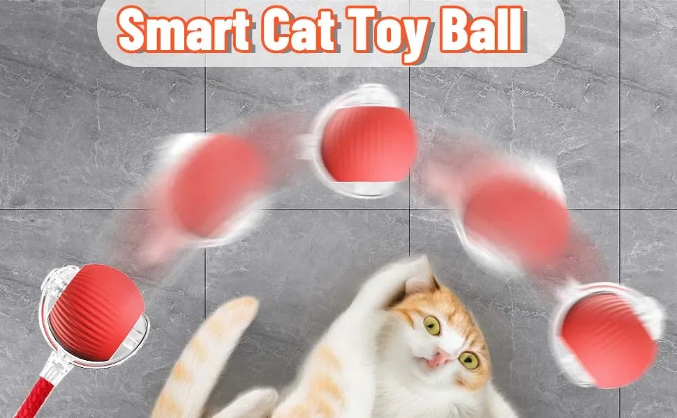 New Cat Interactive Ball Toy Automatic Rolling Ball Faux Tail Rechargeable Smart Pet Electric Toy Dog Cat Training Imitate Mouse