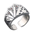 Buyee 925 Sterling Silver Unique Ring Finger Excellent Poker Open Ring for Woman Man Fashion Punk Fine Jewelry Circle with Box