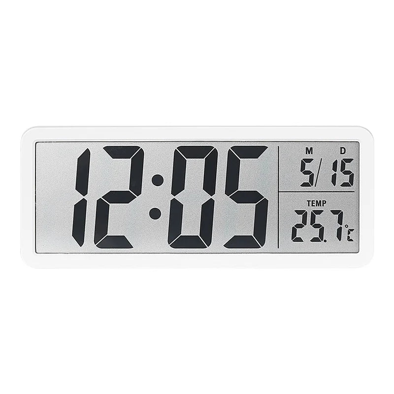Battery Powered LCD Digital Wall Clock Time Temperature Date Desktop Table Clock With USB Cable 12/24H LCD Clock for Living Room