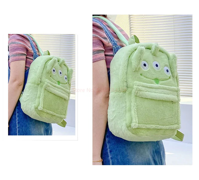 New Lotso Alien Cartoon Funny Plush Backpack Students Large Capacity Bag Girls Casual Soft Stuffed Schoolbag Lightening Bag