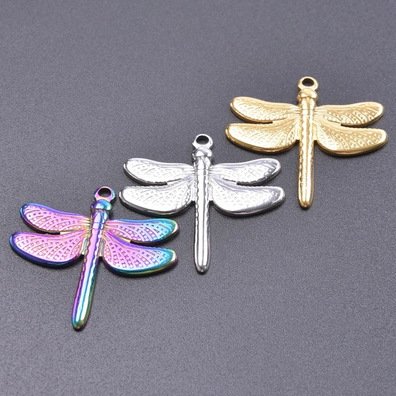 10PCS Ancient Egyptian Scarab Beetle Pendants Charms Stainless Steel Dragonfly Butterfly Pendant for Jewelry Making DIY Necklace