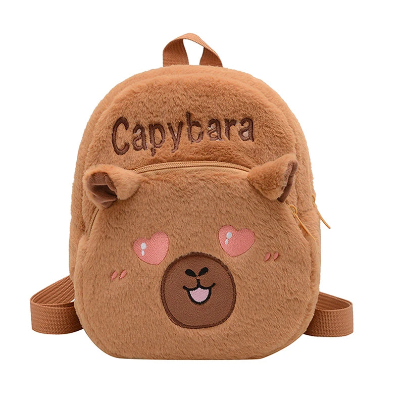 New Capybara Cartoon Animal Doll Plush Backpacks; Cute Portable Bag for Girls.
