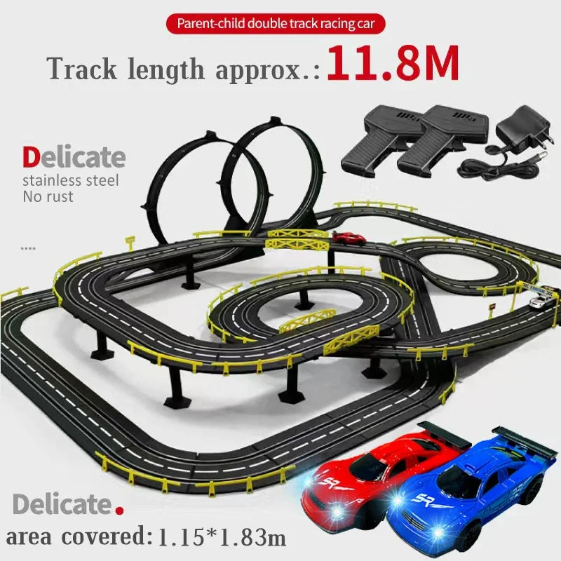 Electric Slot Track Set,1:43 Scale Dual Control Racing Car Toy, Large Double Player Racing Track Vehicle Gift for Boys Ages 8-10