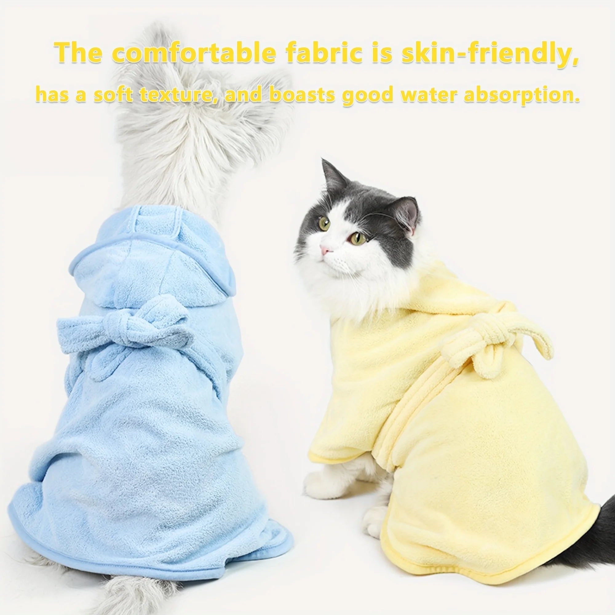 Quick Drying Soft Pet Bath Towel Robe Absorbent Soft Pet Bathrobe Dog Bath Towel for Small Medium Dogs and Cats
