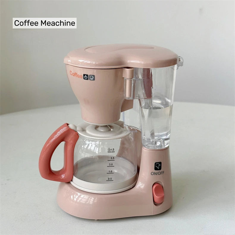 Mini Household Appliances Kitchen Toys Pretend Play Set with Coffee Maker Water Dispenser and Toaster for Kids Boys Girls Gifts