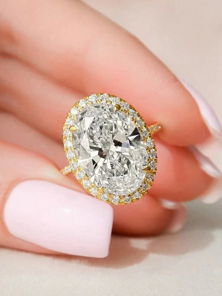 925 Sterling Silver Fashion Oval Shiny Full Zircon Ring For Women Match Daily Outfits Party Luxury High Quality Fine Jewelry
