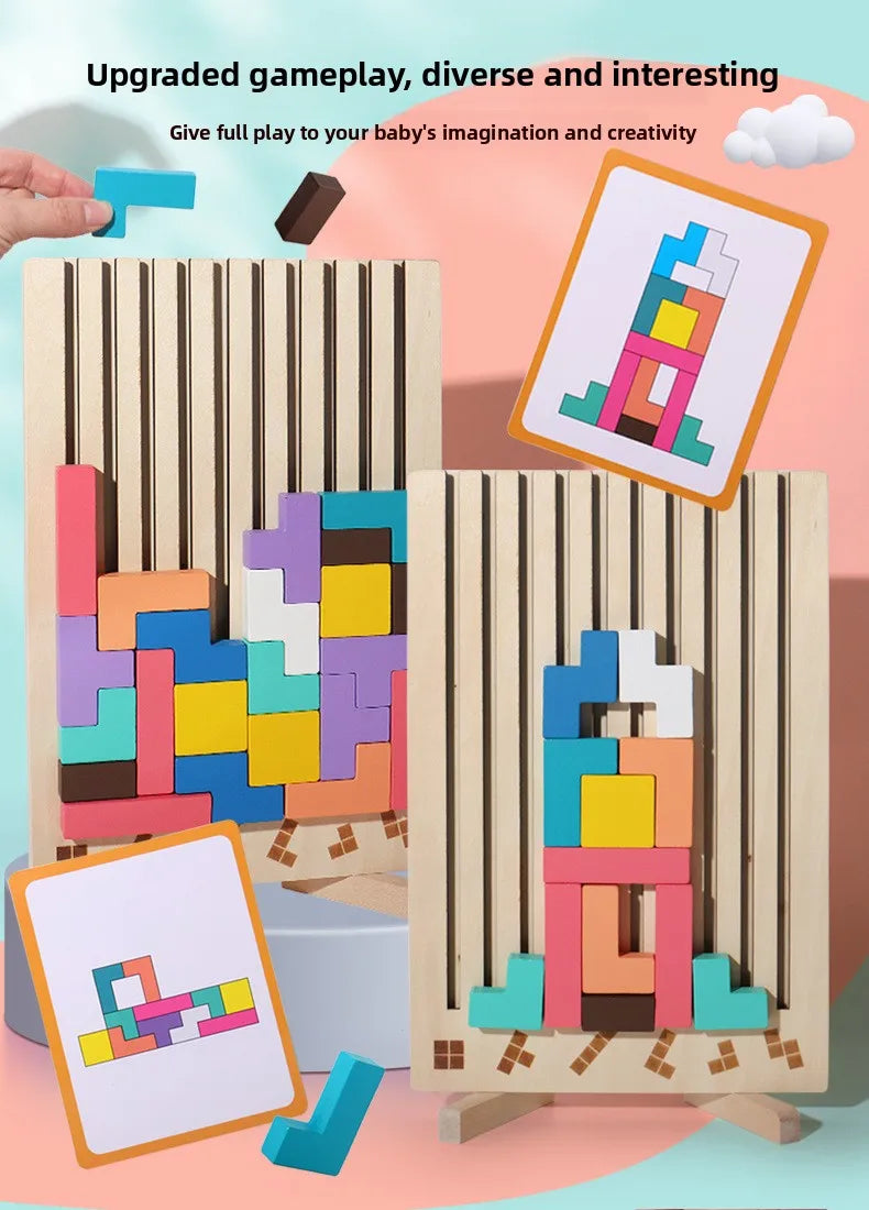 3D Wooden Puzzle, Building Blocks, Puzzle Game, Baby Logic Training Puzzle Toys, Parent-Child Interactive Games