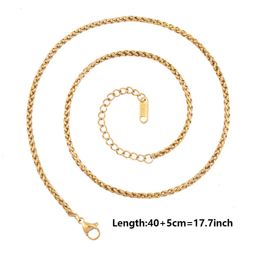 10pcs/Lot Gold Color Stainless Steel Chain 45cm Adjustable Necklace Width 1.2/1.5/1.6/2.2/2.5/3mm Men Women Jewelry Chain Bulk